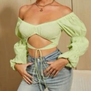 Sexy cutout tie front blouse